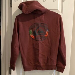 Quiksilver Maroon Hoodie with Colorful Logo